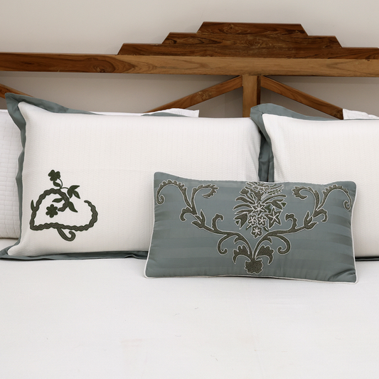 Ivory Grey Tufted Bedspread Set