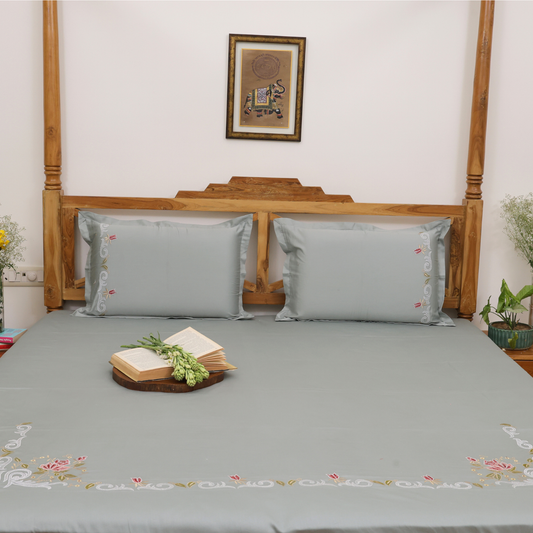 Monsoon Season Embroidery Bedsheet