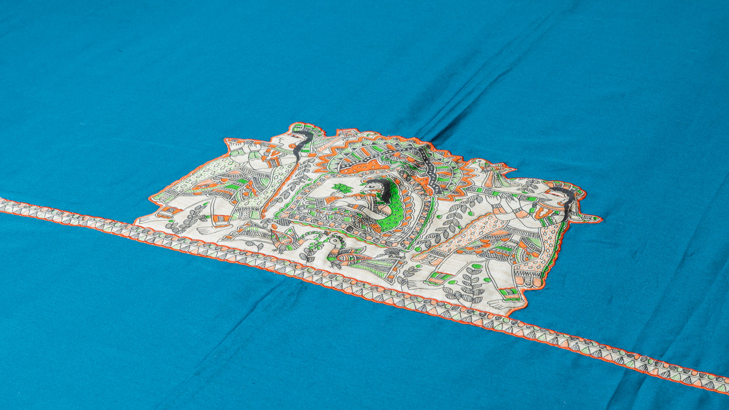 Blue Madhubani Cotton Bedsheet