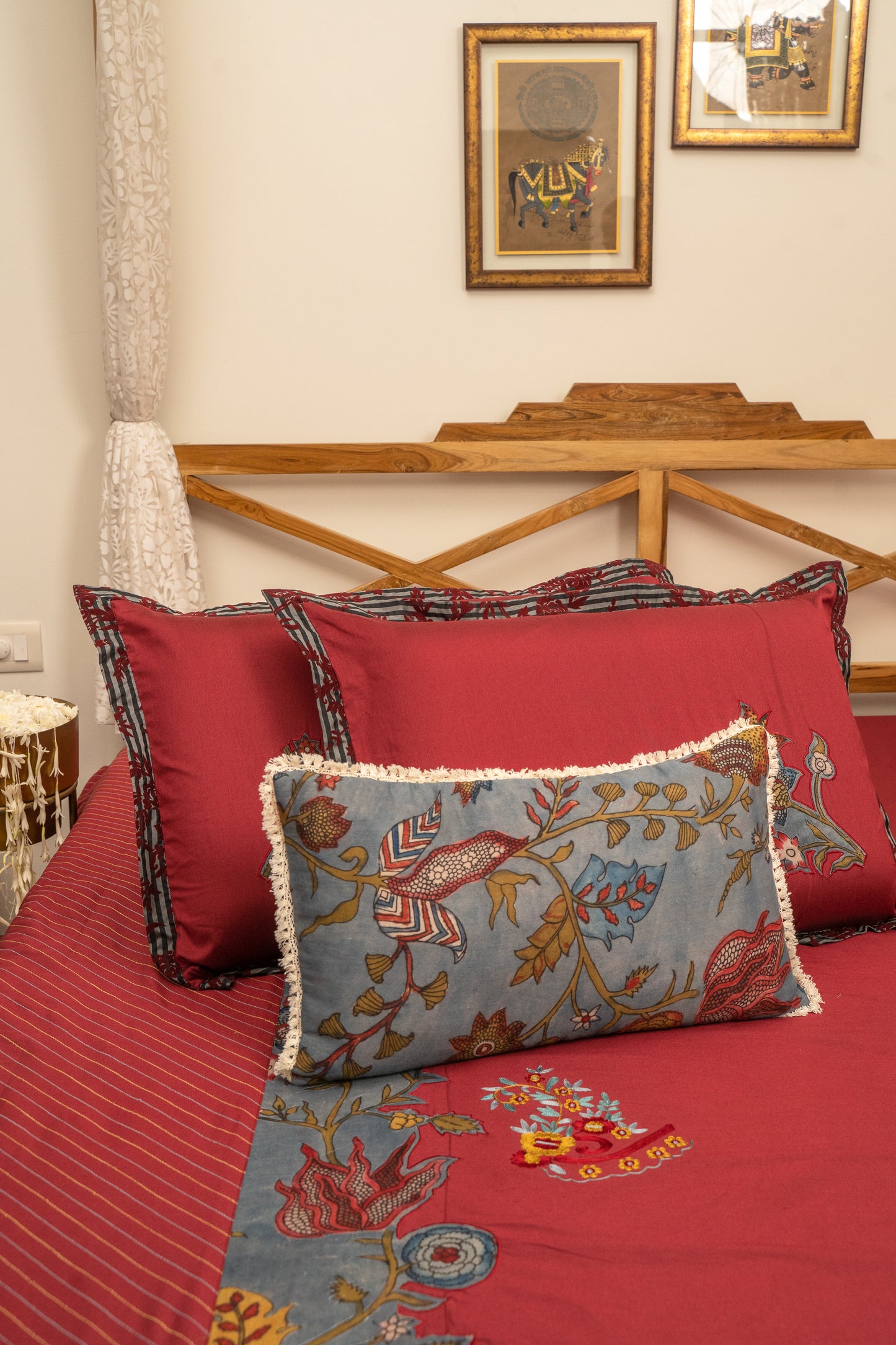 Cotton Silk Kalamkari Bed Cover