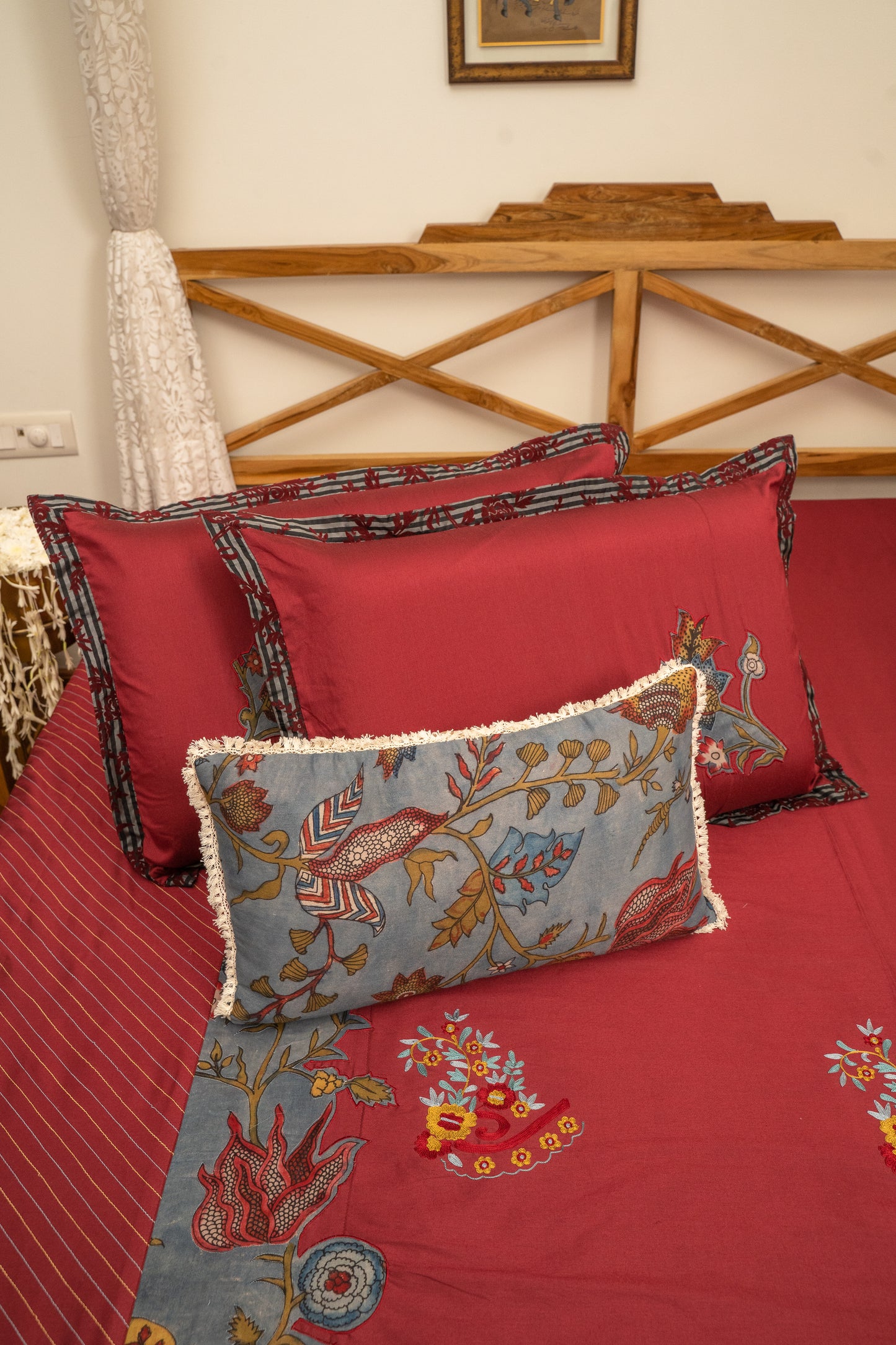 Cotton Silk Kalamkari Bed Cover