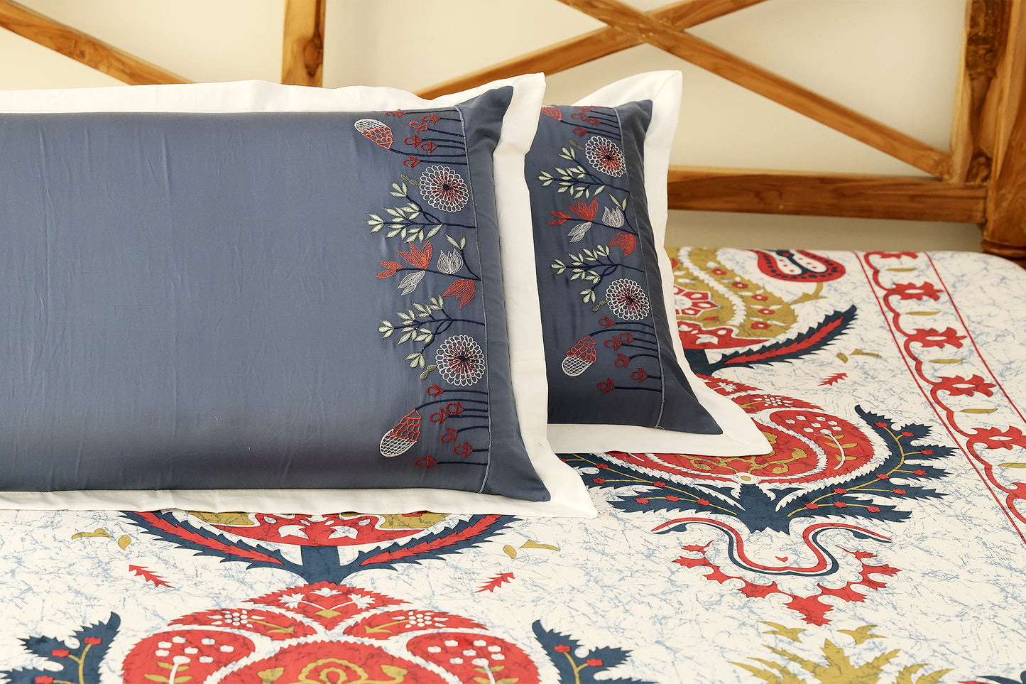 Blue and White Ikkat Print Bedsheet