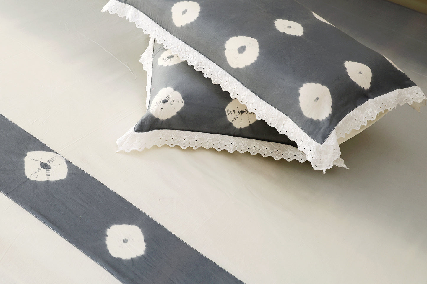 Grey Ombre Bandhej Bedsheet