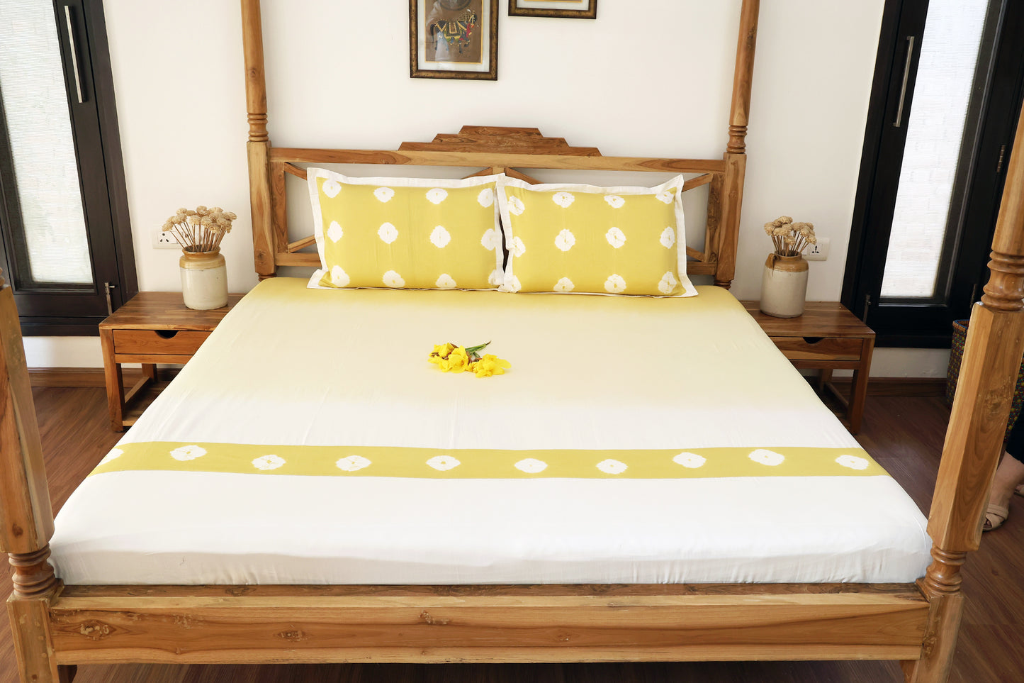 Yellow Ombre Bandhej Bedsheet