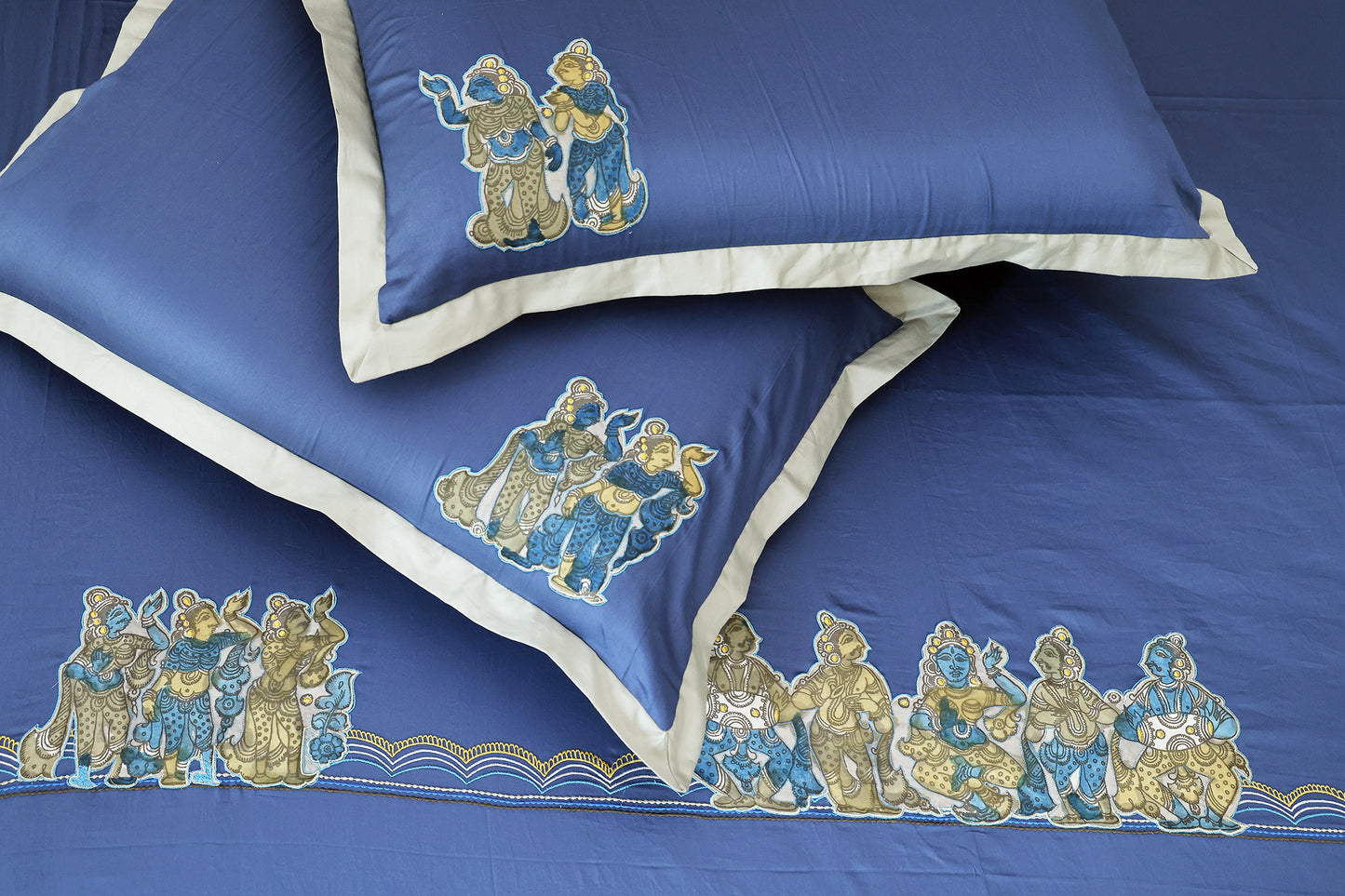 Blue Hand Painted Tribal Bedsheet