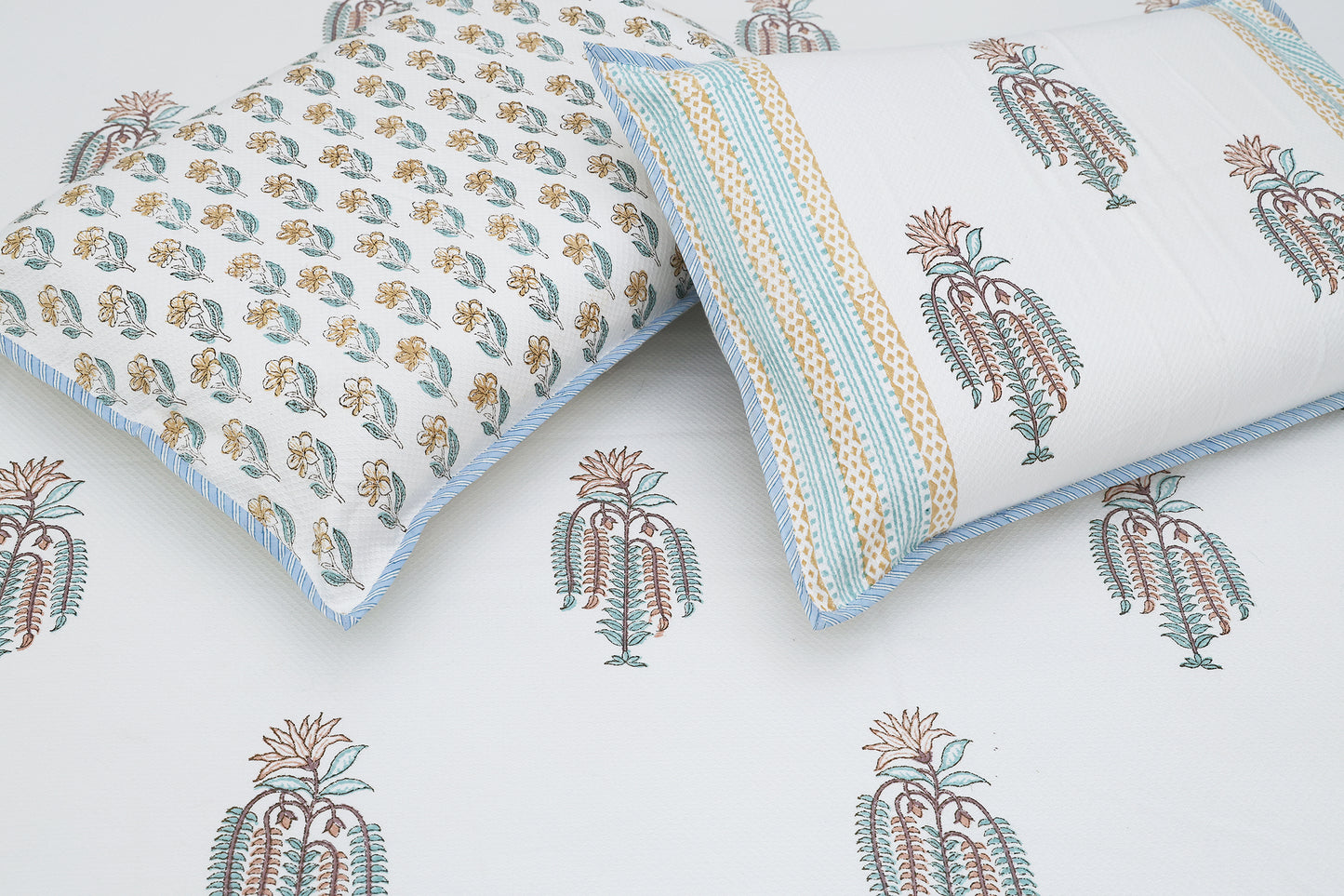 Ivory Block Print Bedsheet