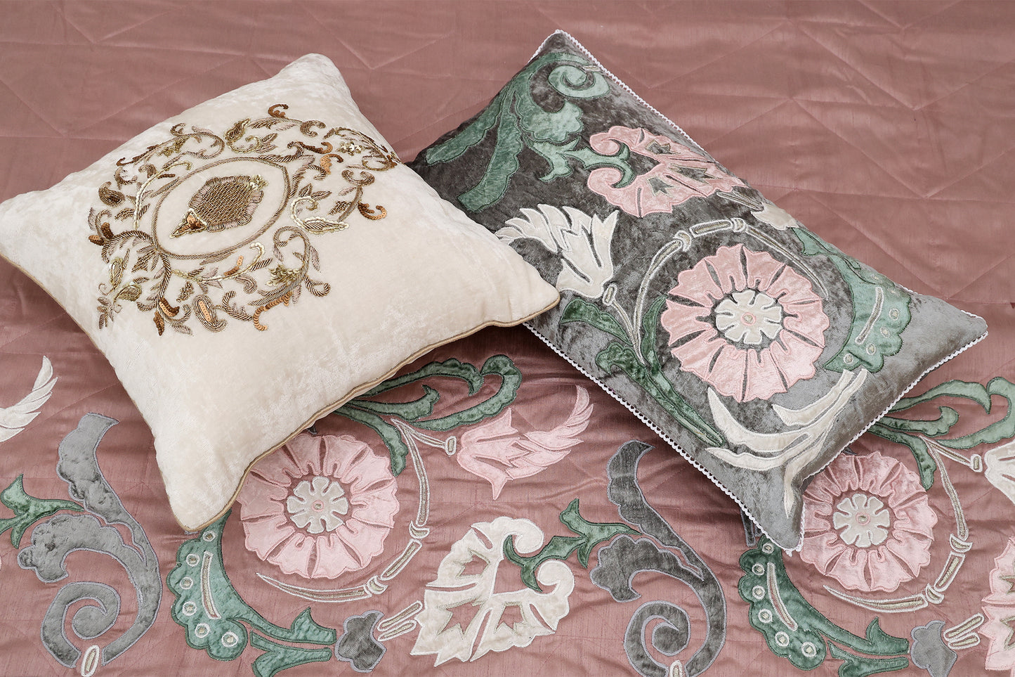 Pink Silk Ikkat Bedcover