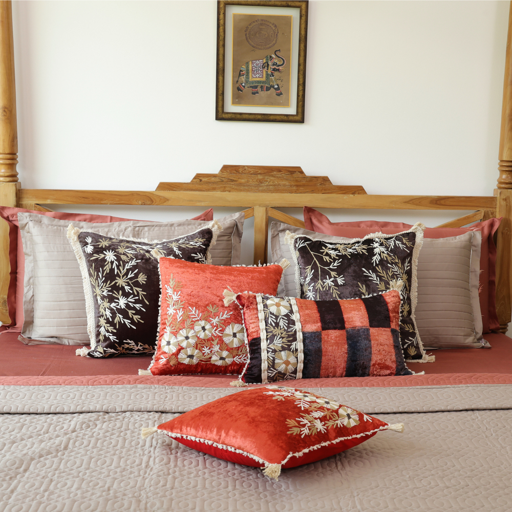 Burnt Rust - Mocha Cotton Reversible Bedspread
