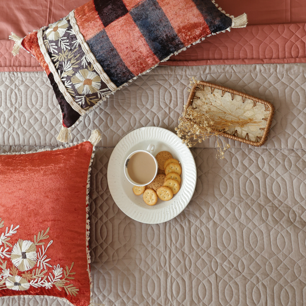 Burnt Rust - Mocha Cotton Reversible Bedspread