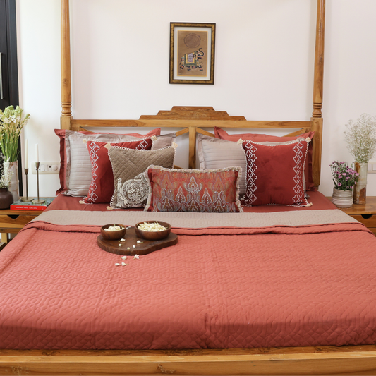 Burnt Rust Cotton Bedspread