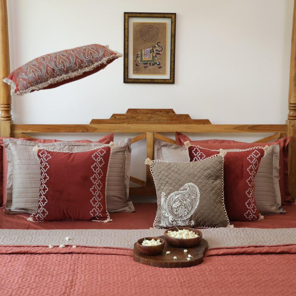 Burnt Rust Cotton Bedspread