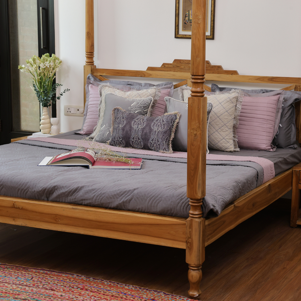Charcoal Grey Cotton Bedspread