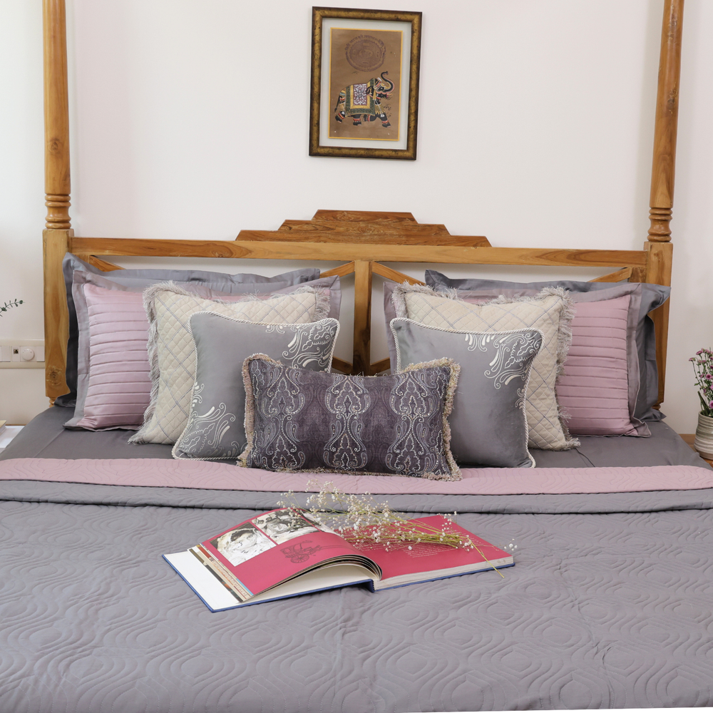 Charcoal Grey Cotton Bedspread