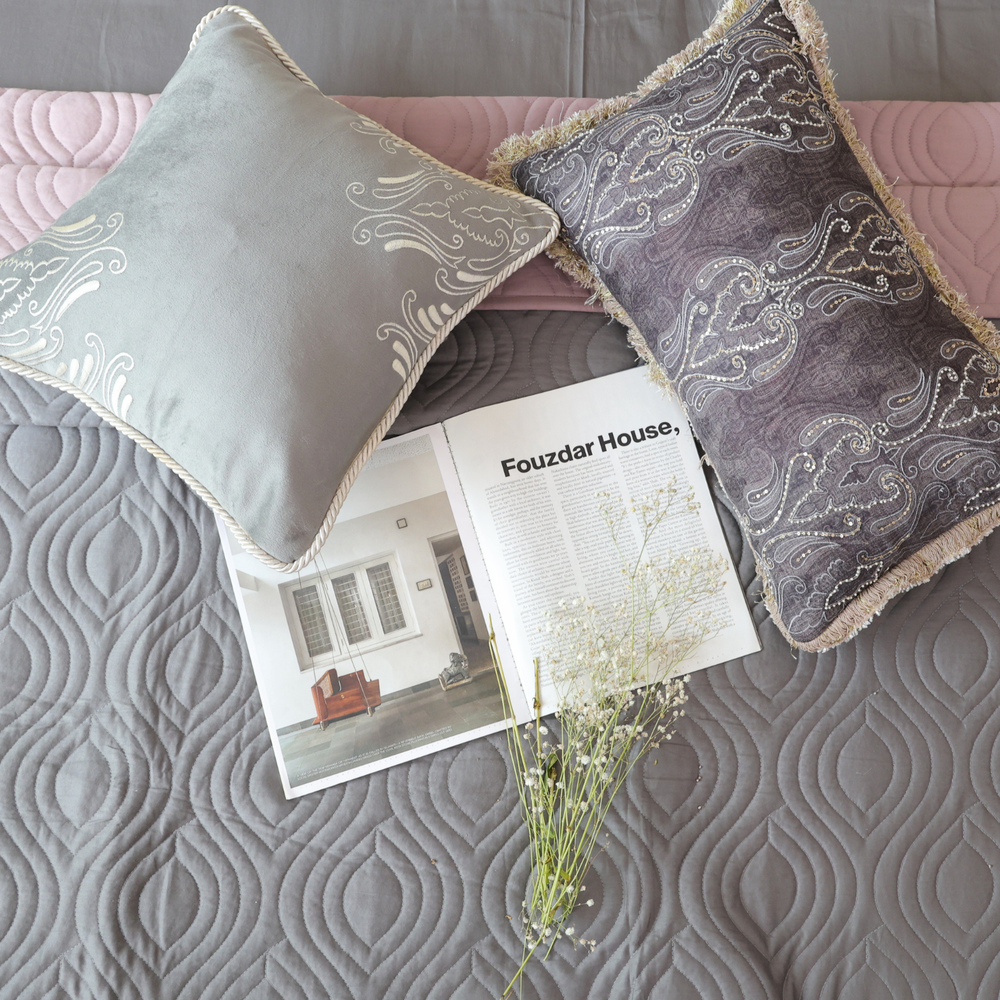 Charcoal Grey Cotton Bedspread