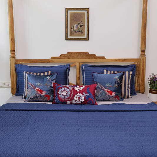 Royal Blue Cotton Bedspread