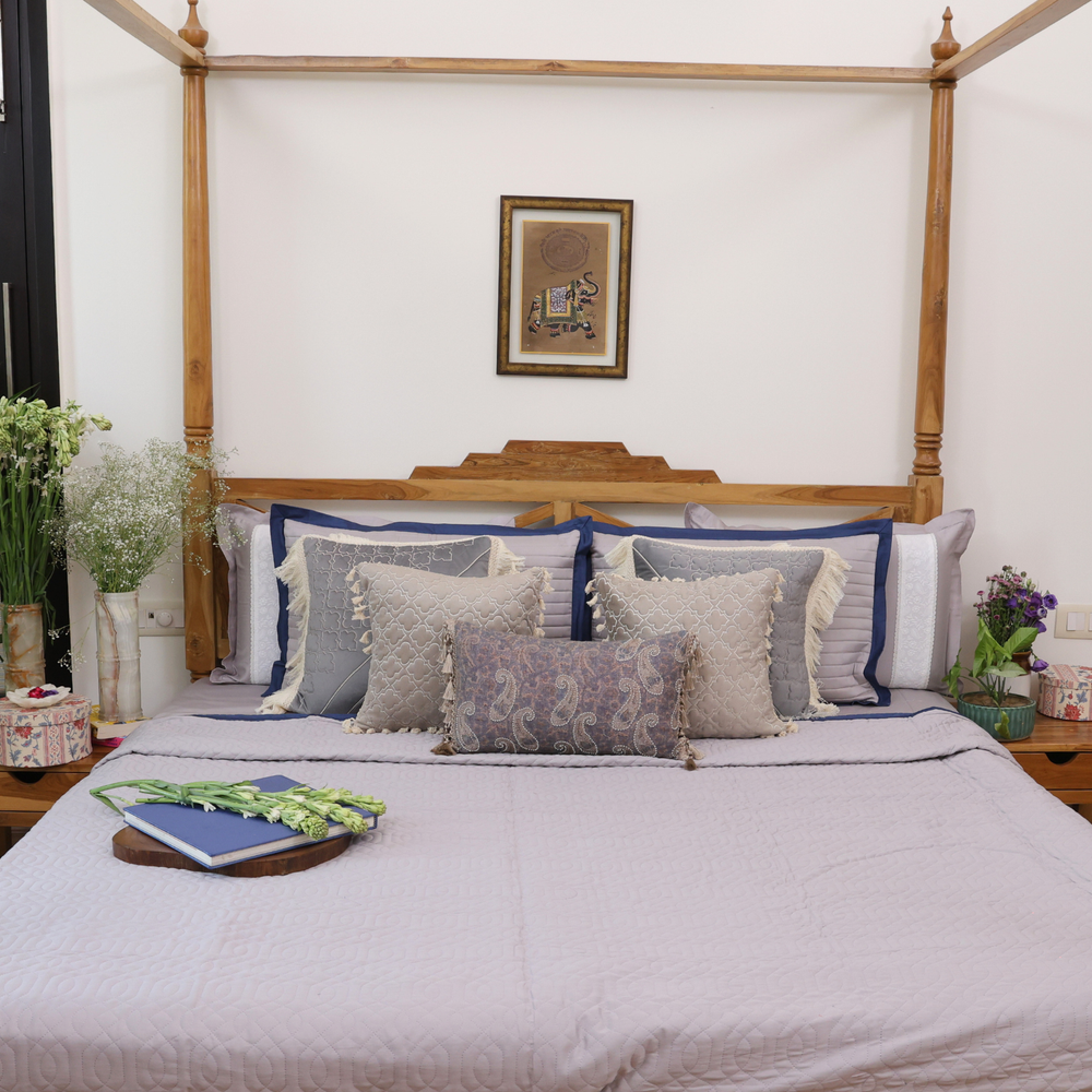 Pearl Grey Cotton Bedspread