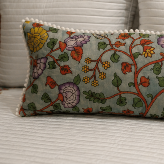 Kalamkari Pearl Grey Bedspread Set