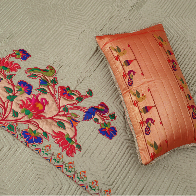 Paithani Applique Bedspread Set