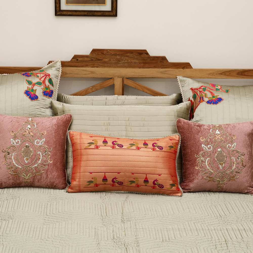 Paithani Applique Bedspread Set