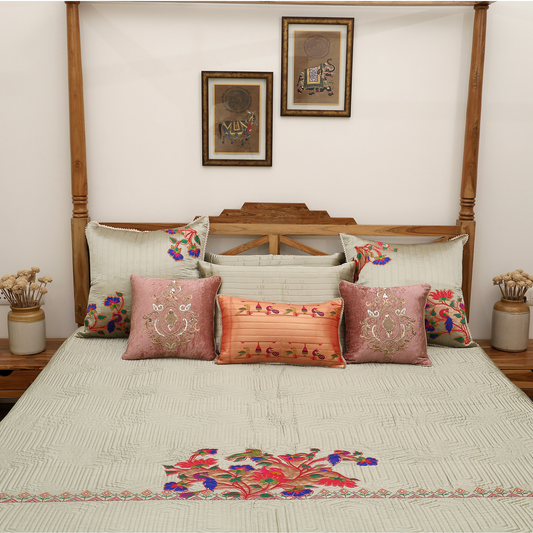Paithani Applique Bedspread Set