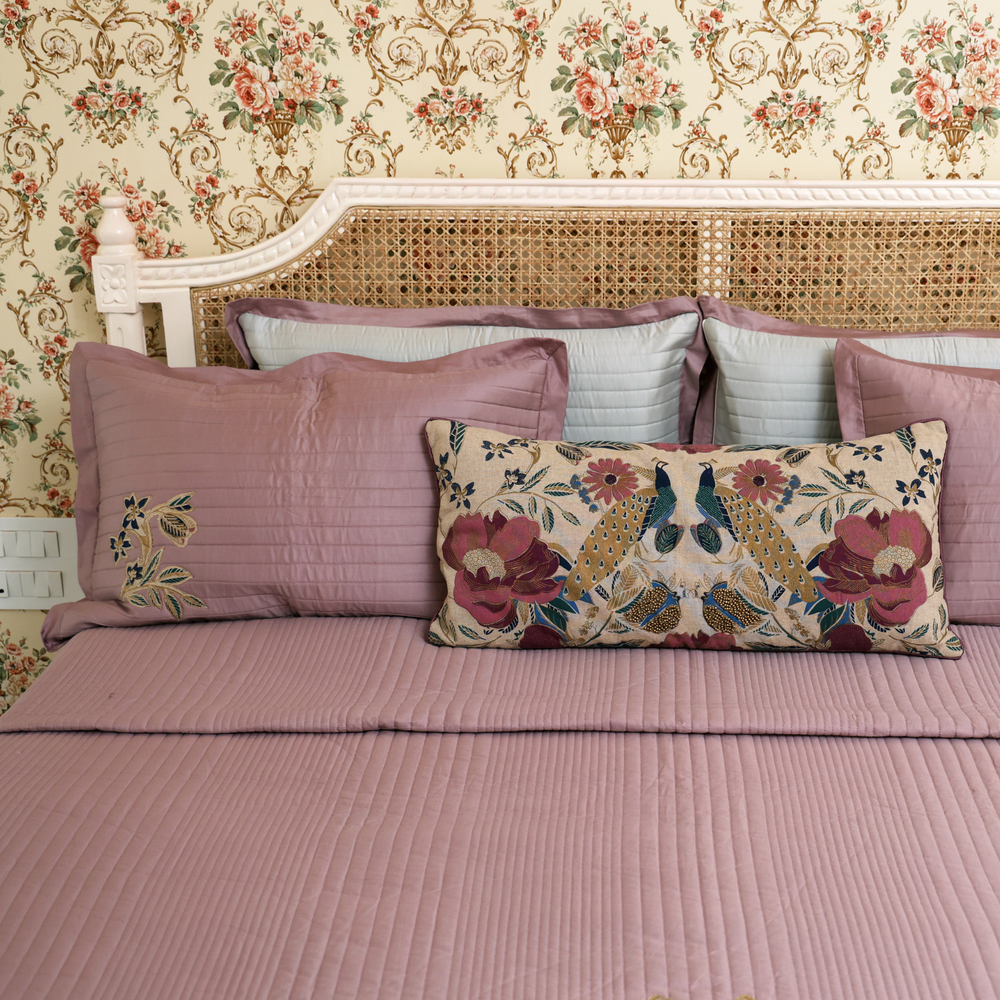 Peacock applique Bedspread Set