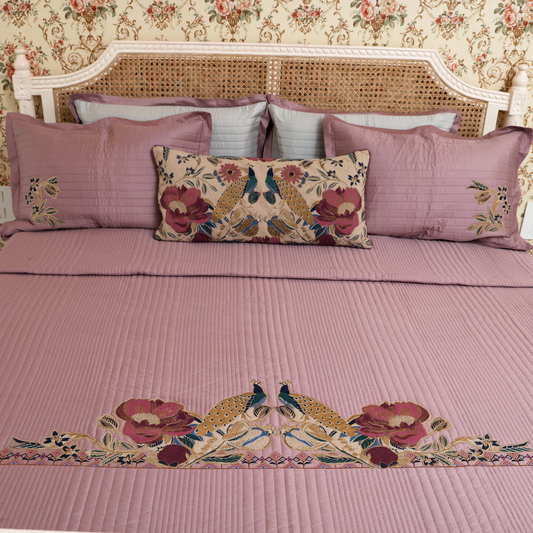 Peacock applique Bedspread Set