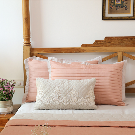 Shell Coral - Soft Pearl Cotton Reversible Bedspread