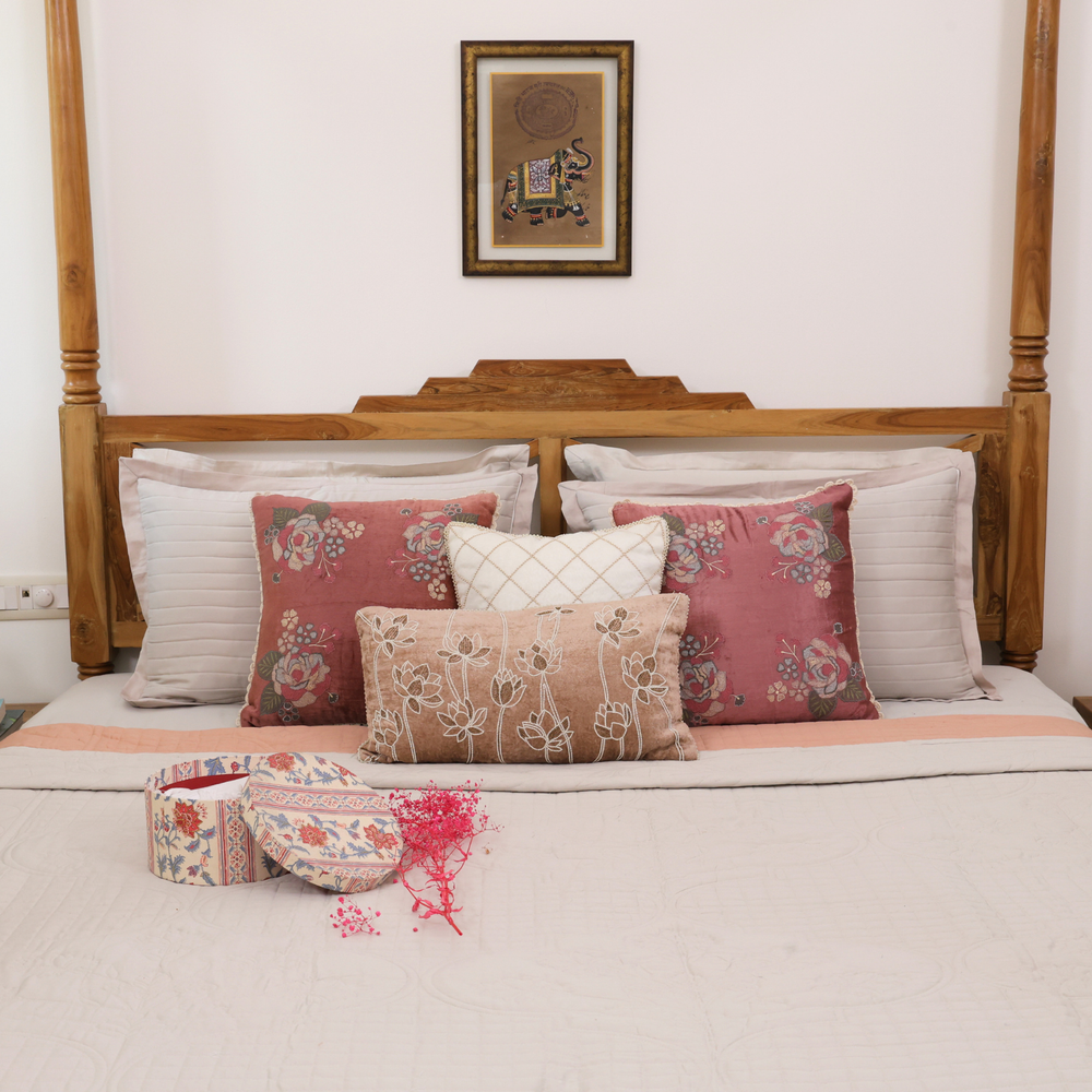 Shell Coral - Soft Pearl Cotton Reversible Bedspread
