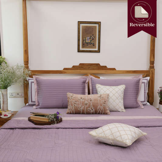 Vintage Rose - Mauve Mist Cotton Reversible Bedspread