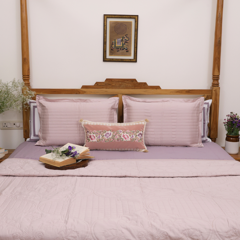 Vintage Rose - Mauve Mist Cotton Reversible Bedspread