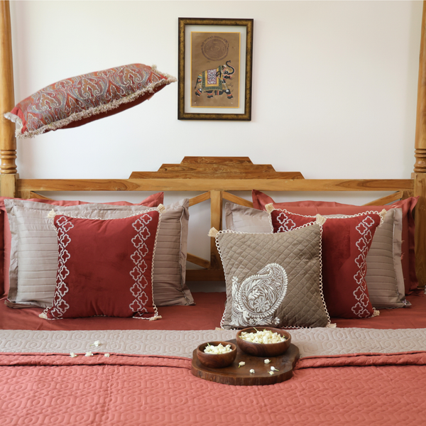 Burnt Rust - Mocha Cotton Reversible Bedspread