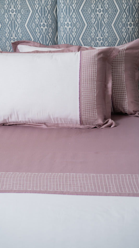 Blush and Wine Embroidered Bedsheet