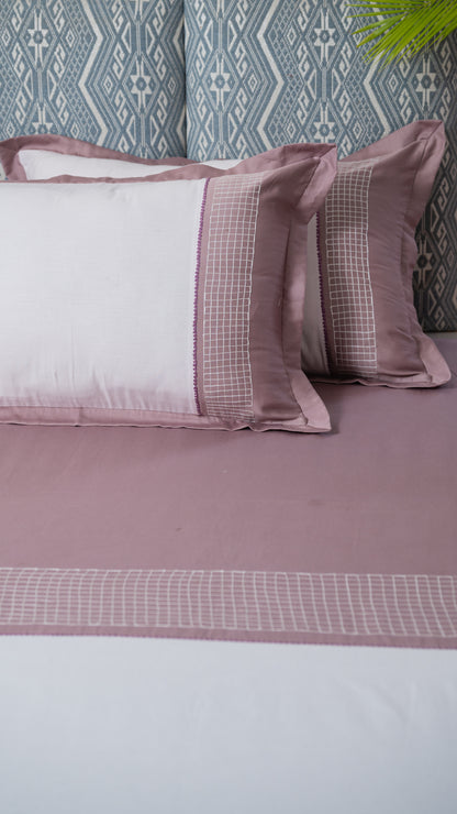 Blush and Wine Embroidered Bedsheet