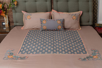 Embroidered Ikkat Bedsheet