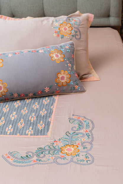 Embroidered Ikkat Bedsheet