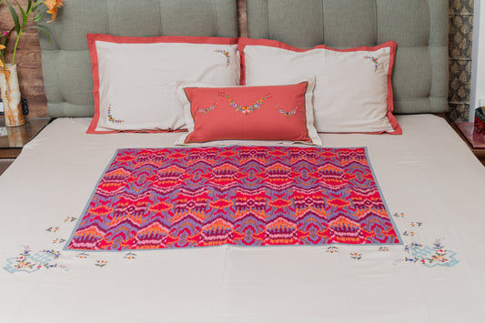 Embroidered Ikkat Cotton Bedsheet