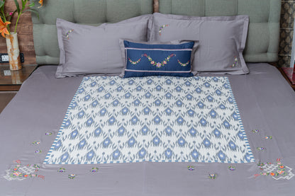 Grey Ikkat Cotton Bedsheet