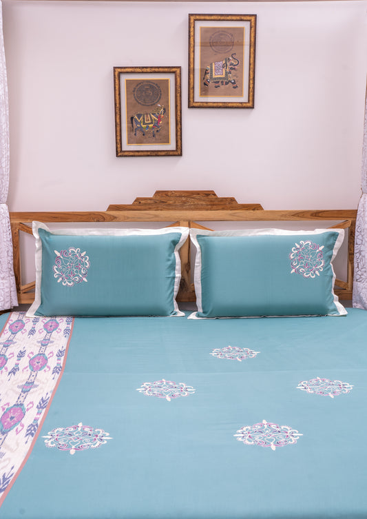 Blue Ikkat Bedsheet