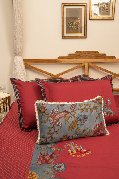 Cotton Silk Kalamkari Bed Cover