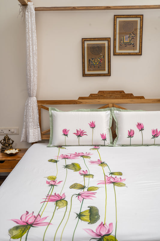Lotus Hand Painted Bedsheet