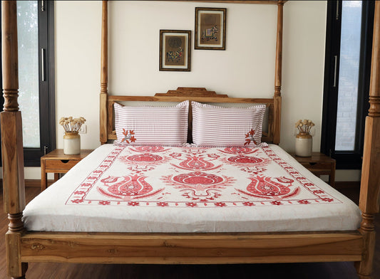 Pink Ikkat Printed Bedsheets