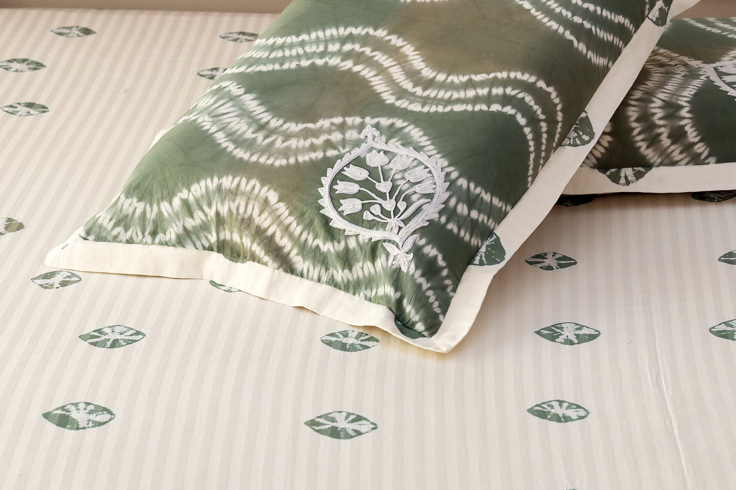 Olive Green Tie and Dye Bedsheet
