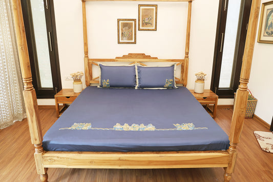 Blue Hand Painted Tribal Bedsheet