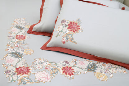 Ice Grey Applique Work Bedsheet