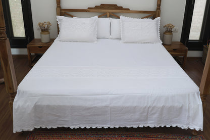 Ivory Chikankari Bedsheet