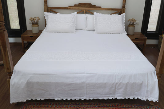 Ivory Chikankari Bedsheet