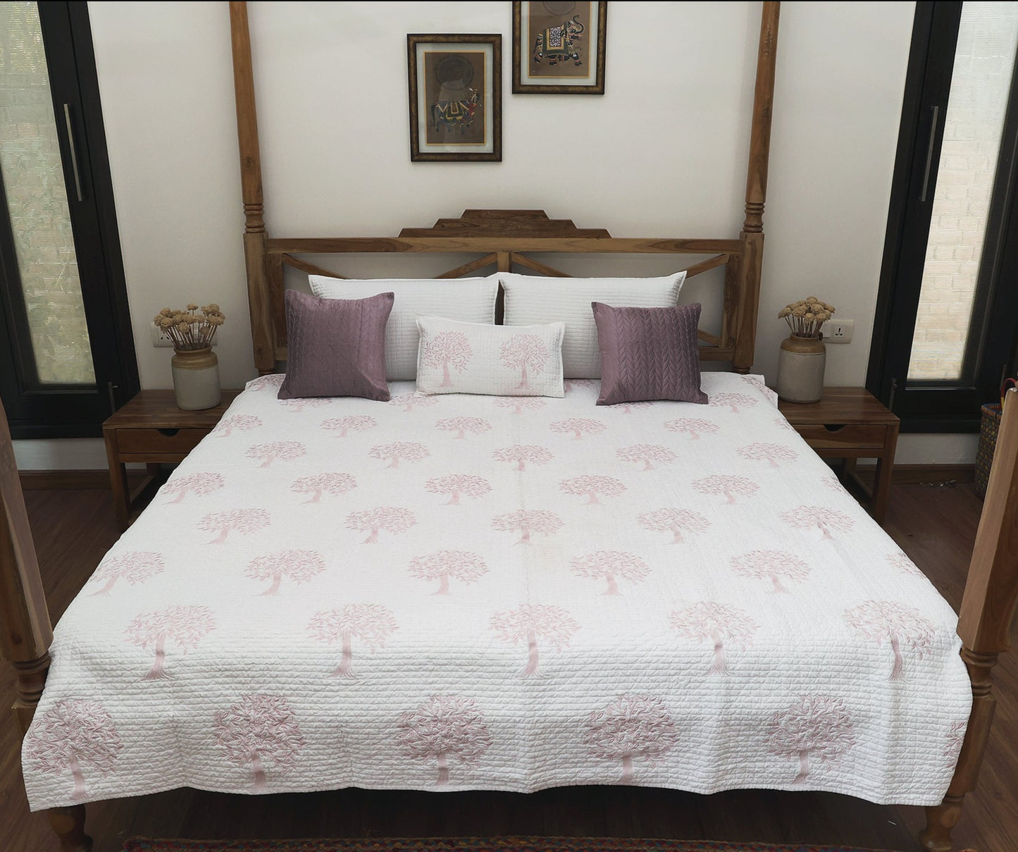 Pink Tropical Quilted Bedcover