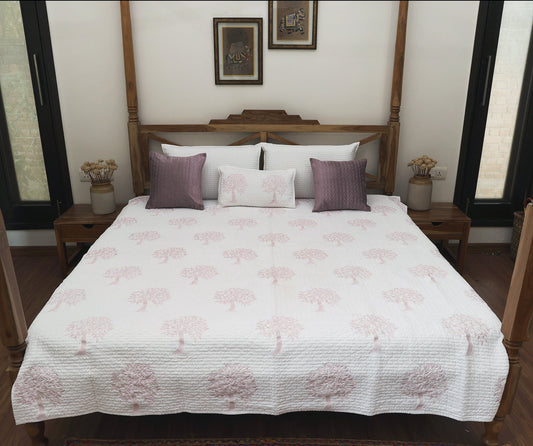 Pink Tropical Quilted Bedcover