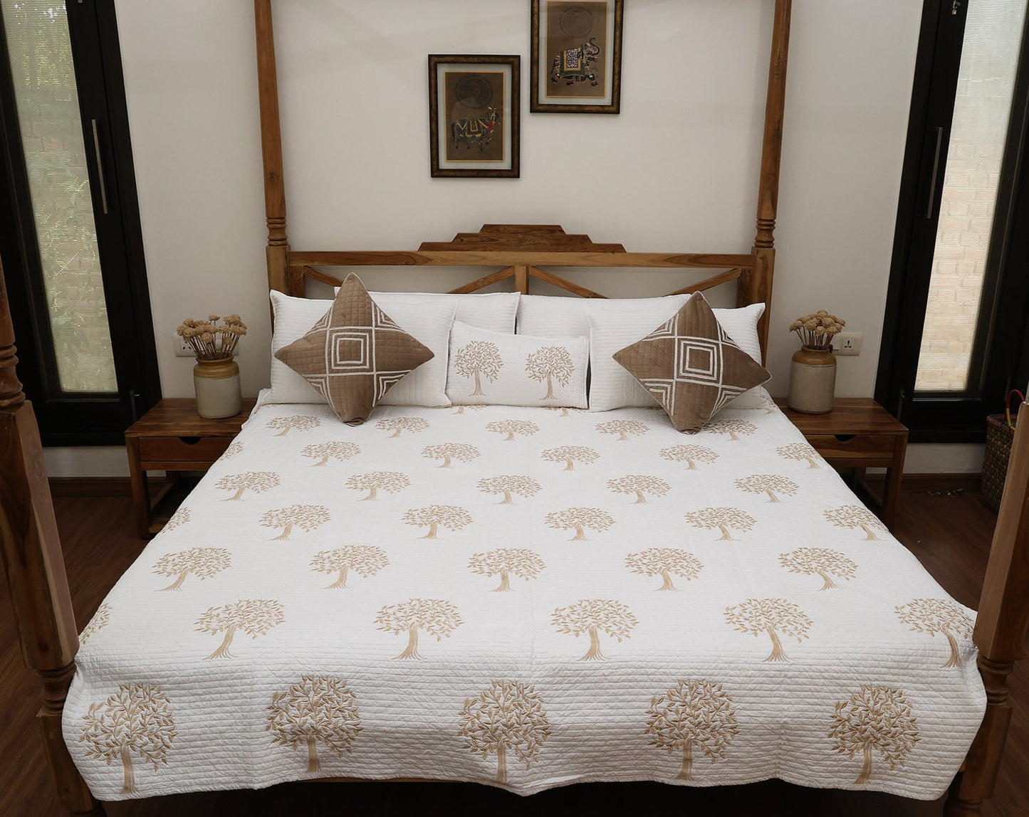 Golden Tropical Quilted Bedcover