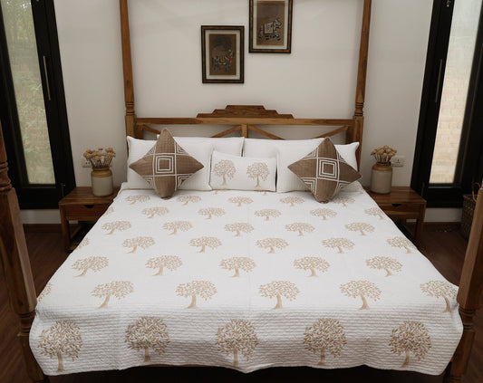 Golden Tropical Quilted Bedcover
